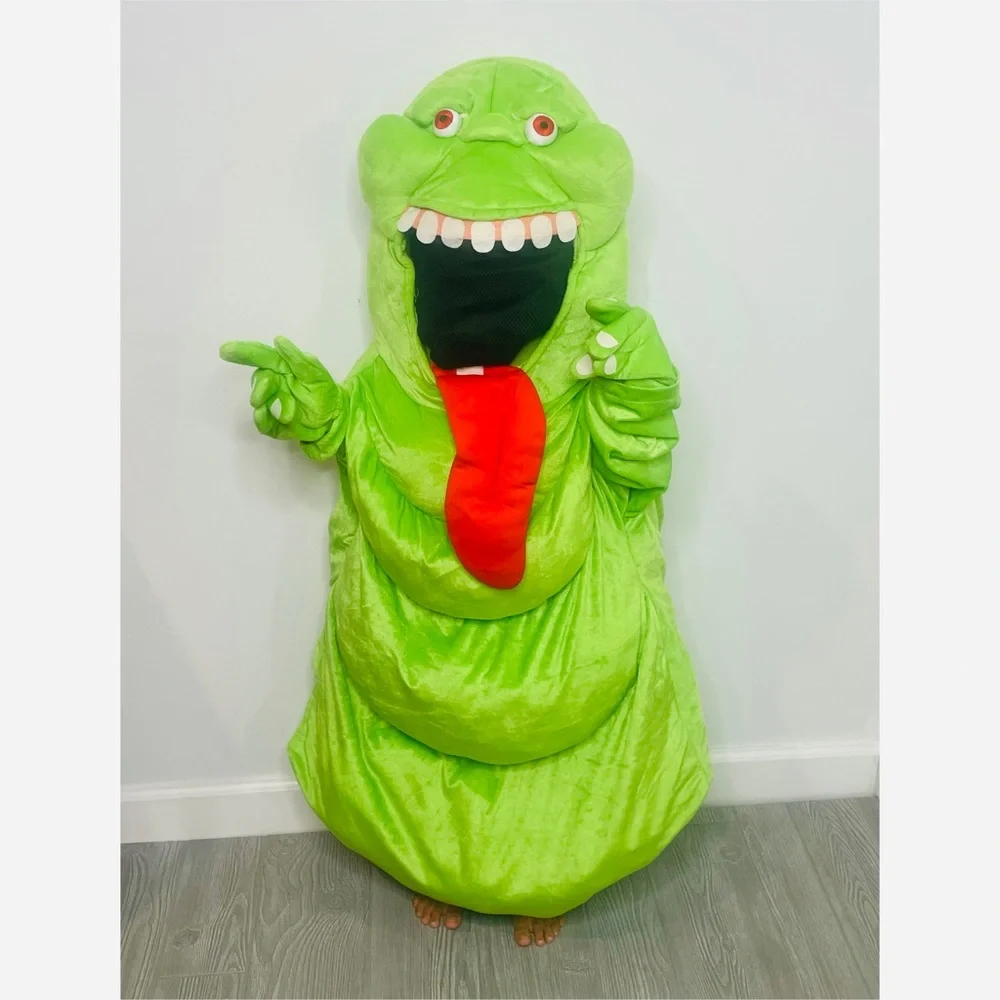 Kids Green Slimer-Style Halloween Costume with Red Tongue -